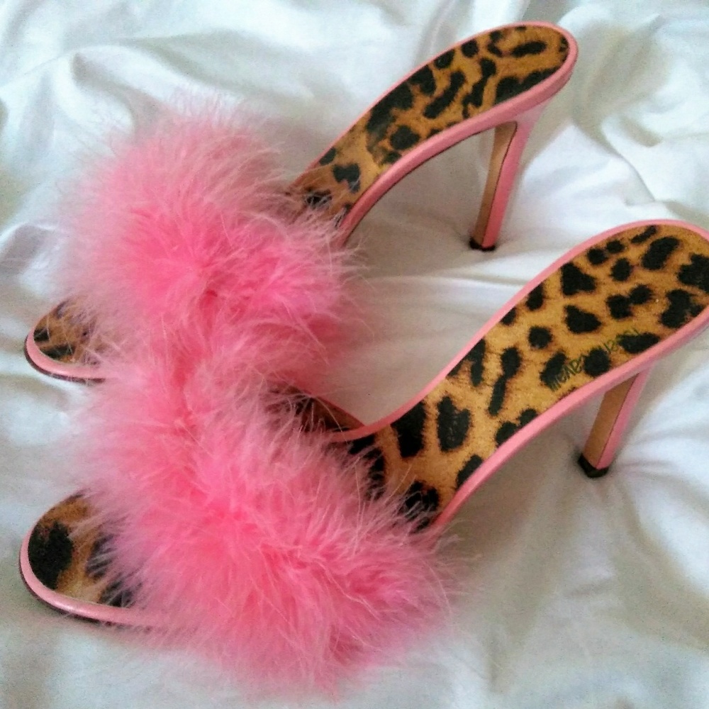 Roberto Cavalli - Pink Marabou Slipper Heels